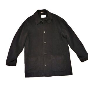 Pronto Uomo Womens Collared Long Sleeve Button Pea Coat Black Sz Medium